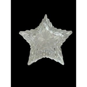 Vtg Crystal Clear Star Shape Lead Crystal Trinket Jewelry Box Romania Glass Lid
